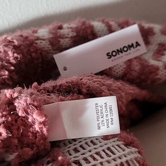 SONOMA XXL Mauve Cowlneck Long Sleeve Fair Isle Sherpa Comfy Cozy Sweater Top - Picture 9 of 13